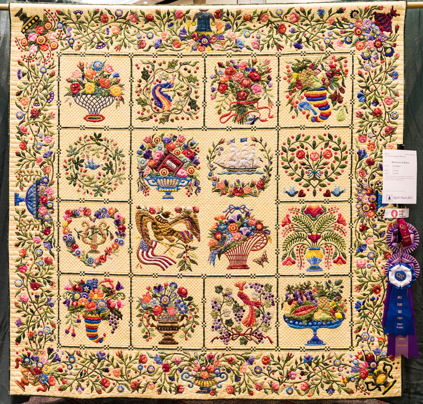 Best of Show, Merit Hand Quilting – Baltimore in Bloom, by Sally Magee ...